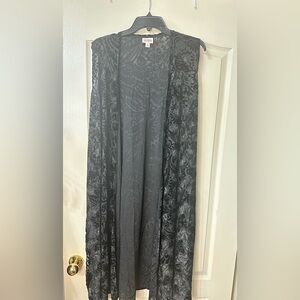 LuLaRoe Black Burnout Velvet Patterned Vest